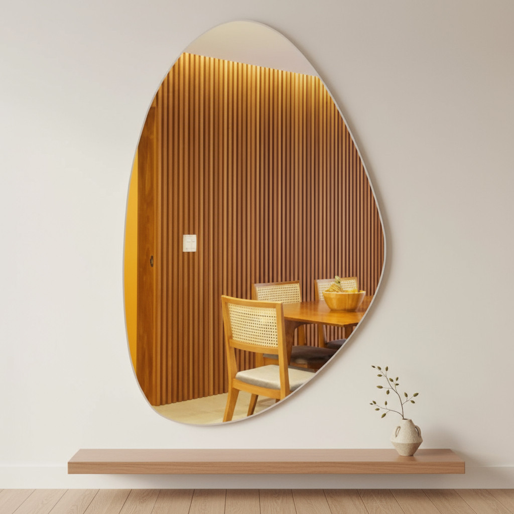 Espelho 90x70 Orgânico Lapidado Decoração C/suporte Lindo - Sem Moldura