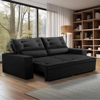 Sofá Retrátil e Reclinável 3 lugares com Molas 1,80m Lais Suede Preto Adonai Estofados em Oferta na Shopee