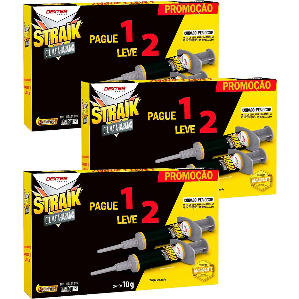 6 Straik Gel Mata Elimina Baratas Isca Eficaz Seringa 10g Dexter