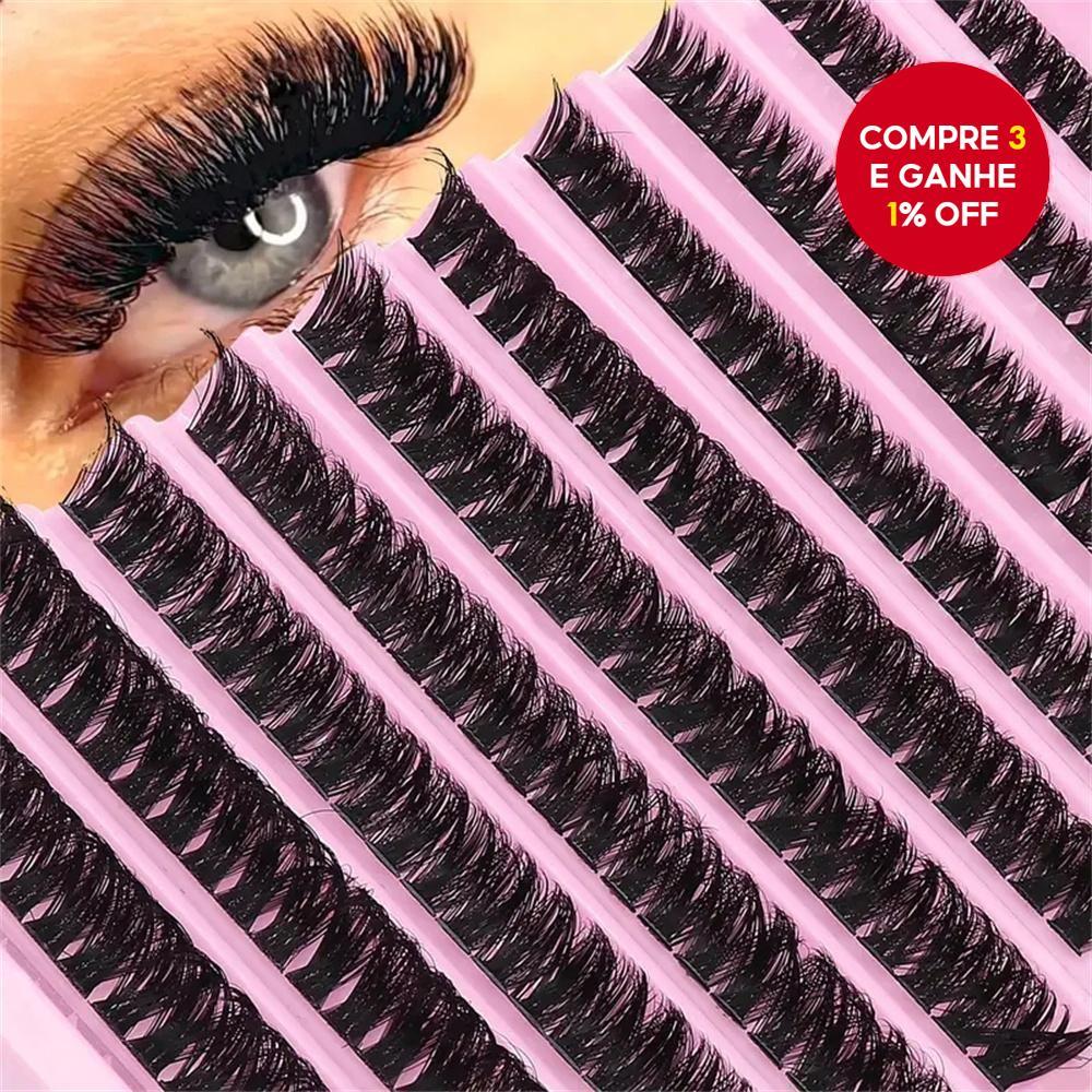200PCS Clusters De Cílios Postiços Kit De Extensão DIY | Onda D 8 – 14mm Aparência Natural Para Volume Reutilizável Inic