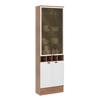 Cristaleira Carraro Bella Nogal Branco 70cm 4 Portas Vidro Reflecta Pés Reguláveis em Oferta na Shopee