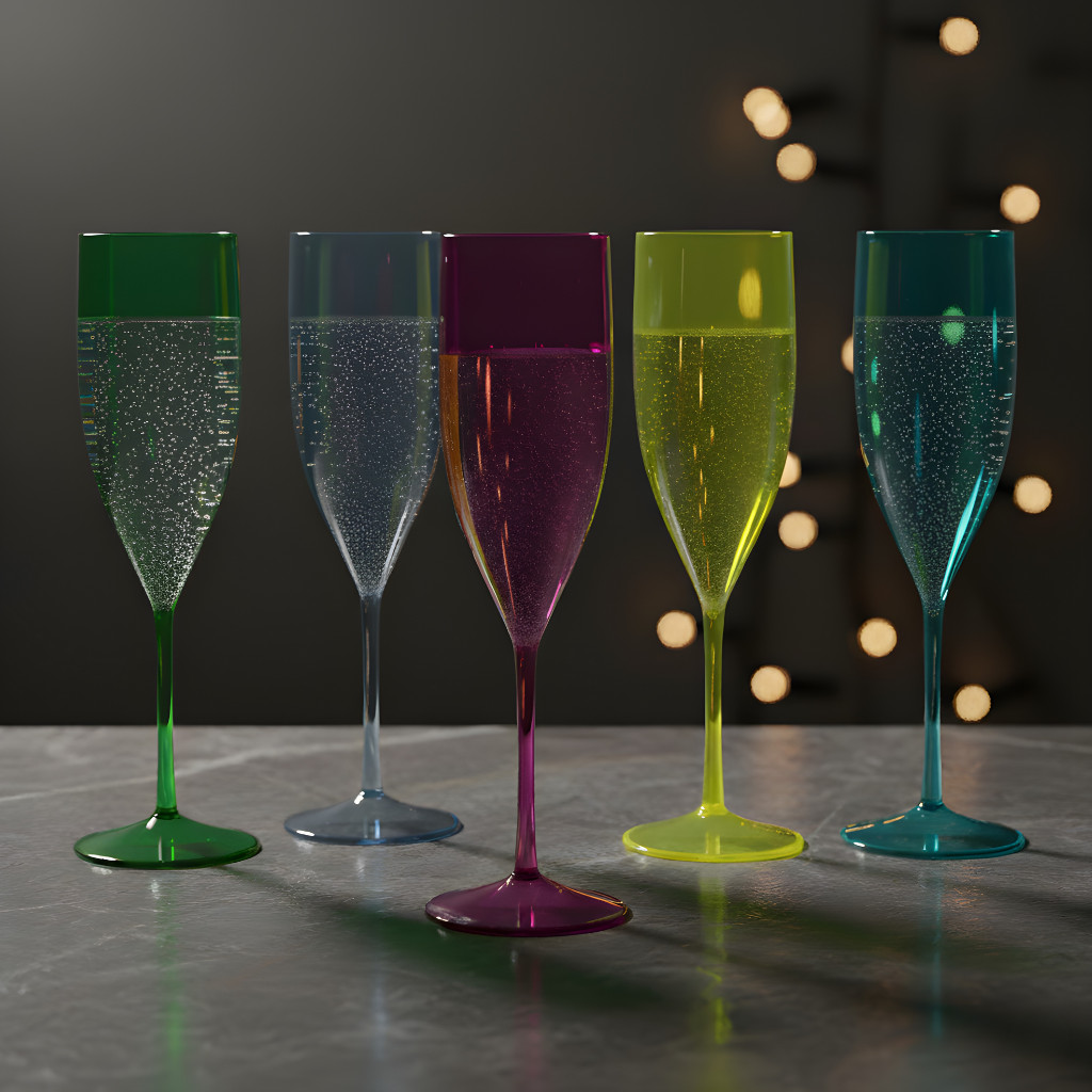 Kit 20 Taças Champanhe PS Acrílico Para Festa Aniversário Casamento Durável Lavável