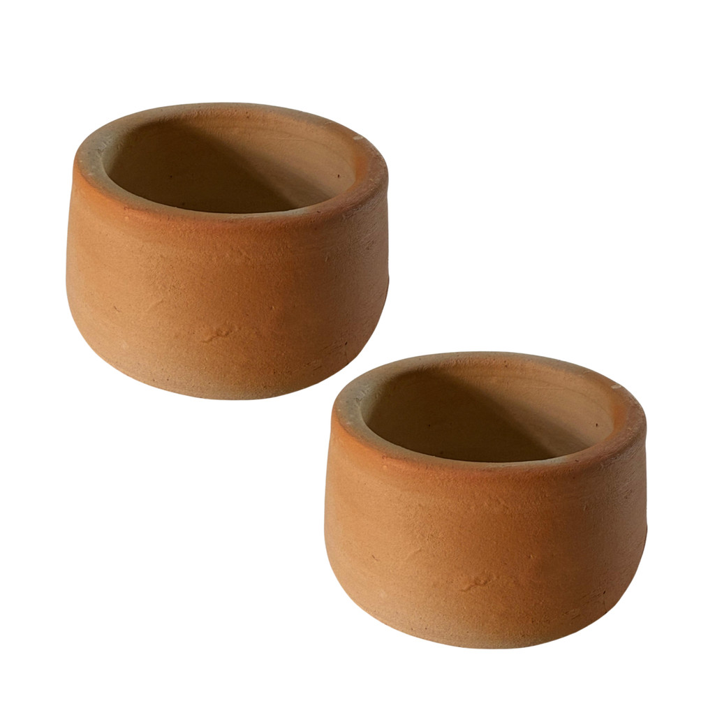 Kit 2 Par Vasos Baixo Barro Cachepo 9,7x5cm Jardim Cinzeiro