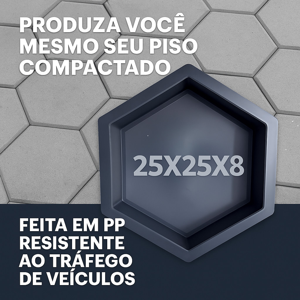 Forma de Bloquete Premium Bloco Sextavado Construção Liso Grande Concreto Hexagonal Envio Imediato