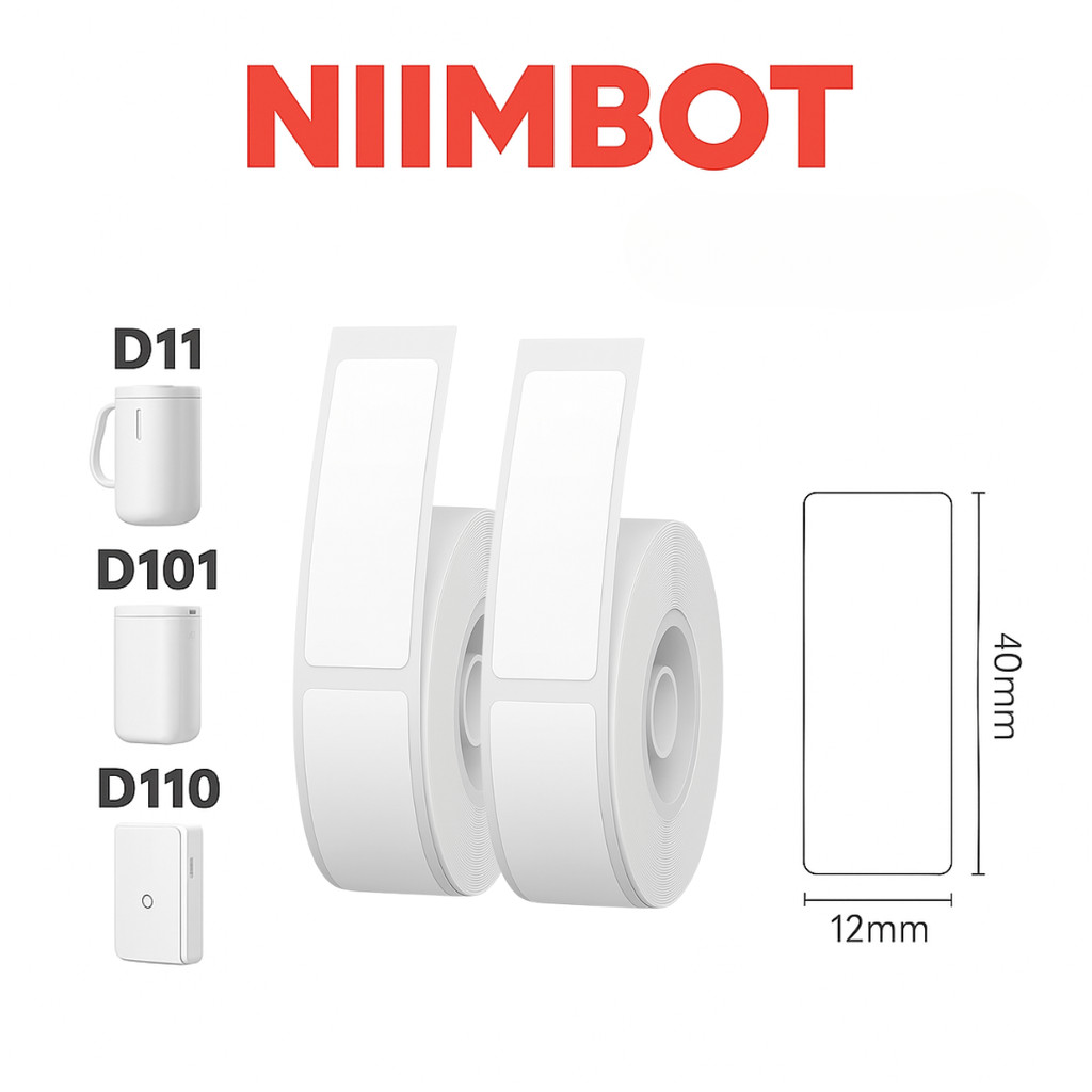 2 Rolo Etiqueta 12X40 Niimbot P/ Impressora D110 D11 D101 (310 pçs)