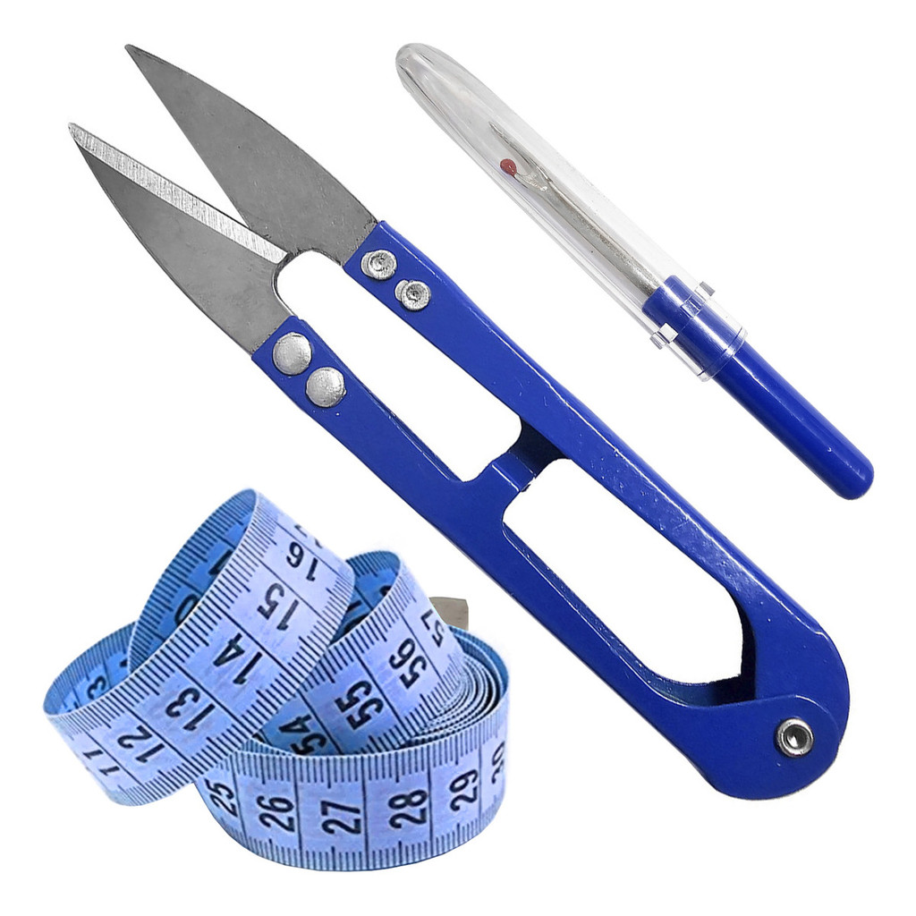Kit Costura Completo Abridor de Casinha NYBC 7cm + Fita Métrica Lanmax 1,5M + Tesoura Arremate NYBC