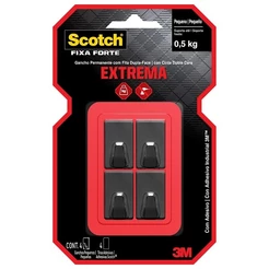 Gancho Pequeno SCOTCH Preto com 4 Unidades 3M