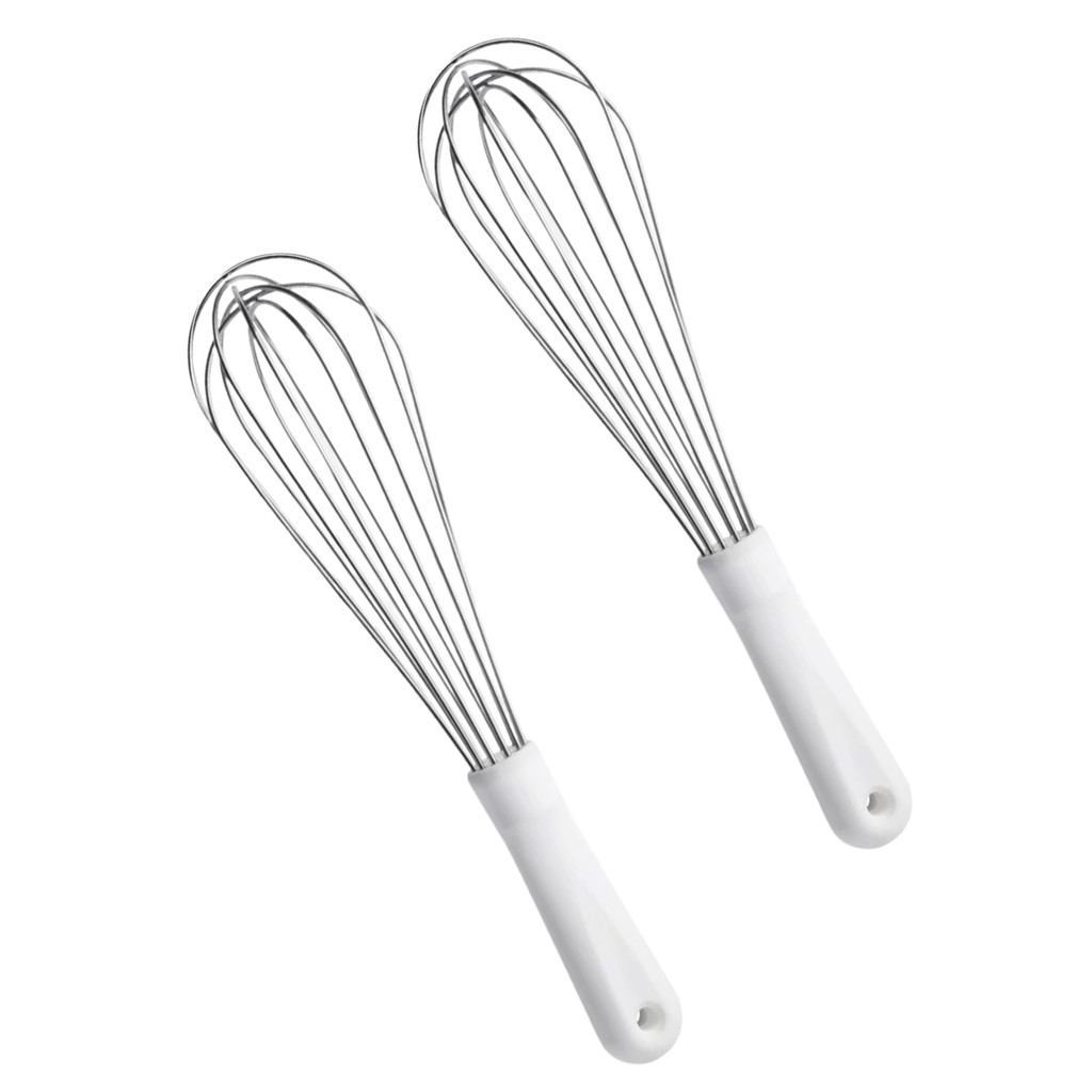 Kit 2 Batedores Fuê Tipo Pêra 30 cm Branco Confeitaria Fouet