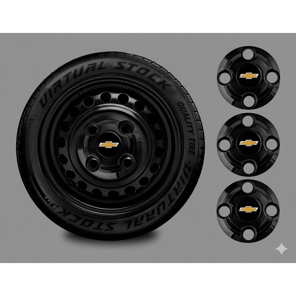 Jogo 4pç Calota Roda Ferro Gm Chevrolet Aro 13 14 15 Preto
