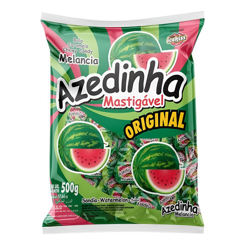 Bala Mastigável Azedinha Melancia Original Icekiss 500g