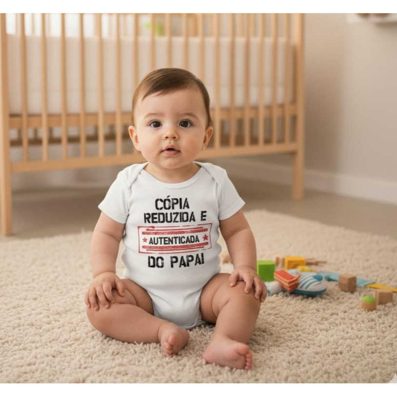 Body Bebê Unissex Cópia Autenticada Do Papai Tamanho P M G GG em Oferta na Shopee