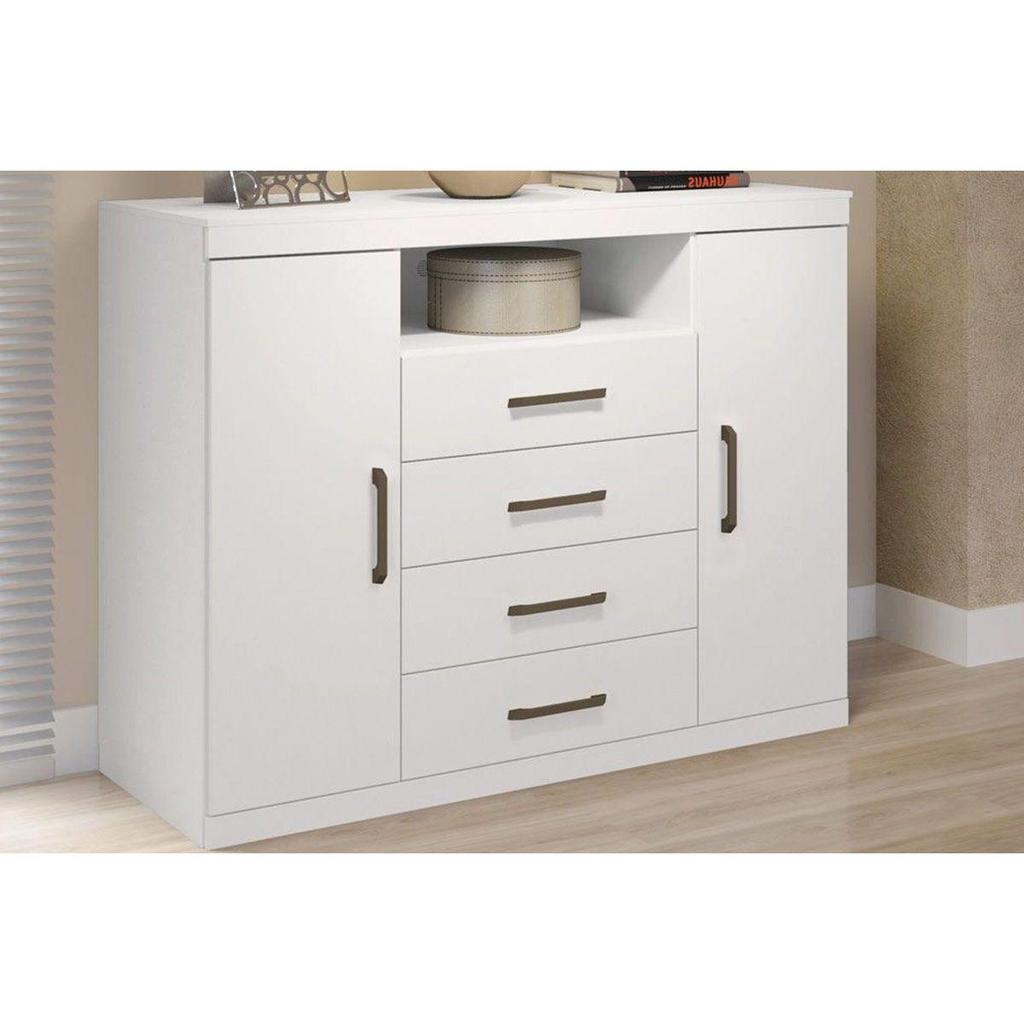 Cômoda Casal Master c/ 2 Portas 1 Nicho e 4 Gavetas Branco - Santos Andirá em Oferta na Shopee