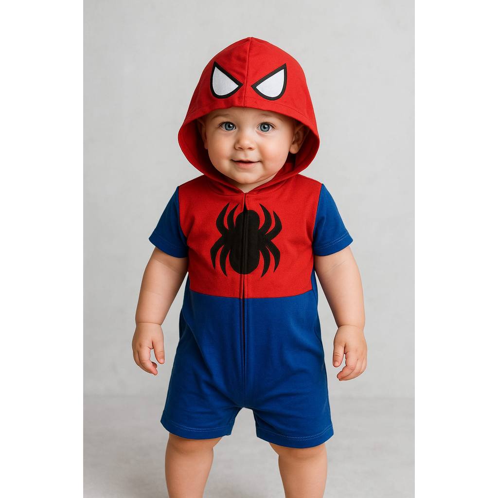 Fantasia/Macaquinho Homem Aranha com touca -Tam G ao 4