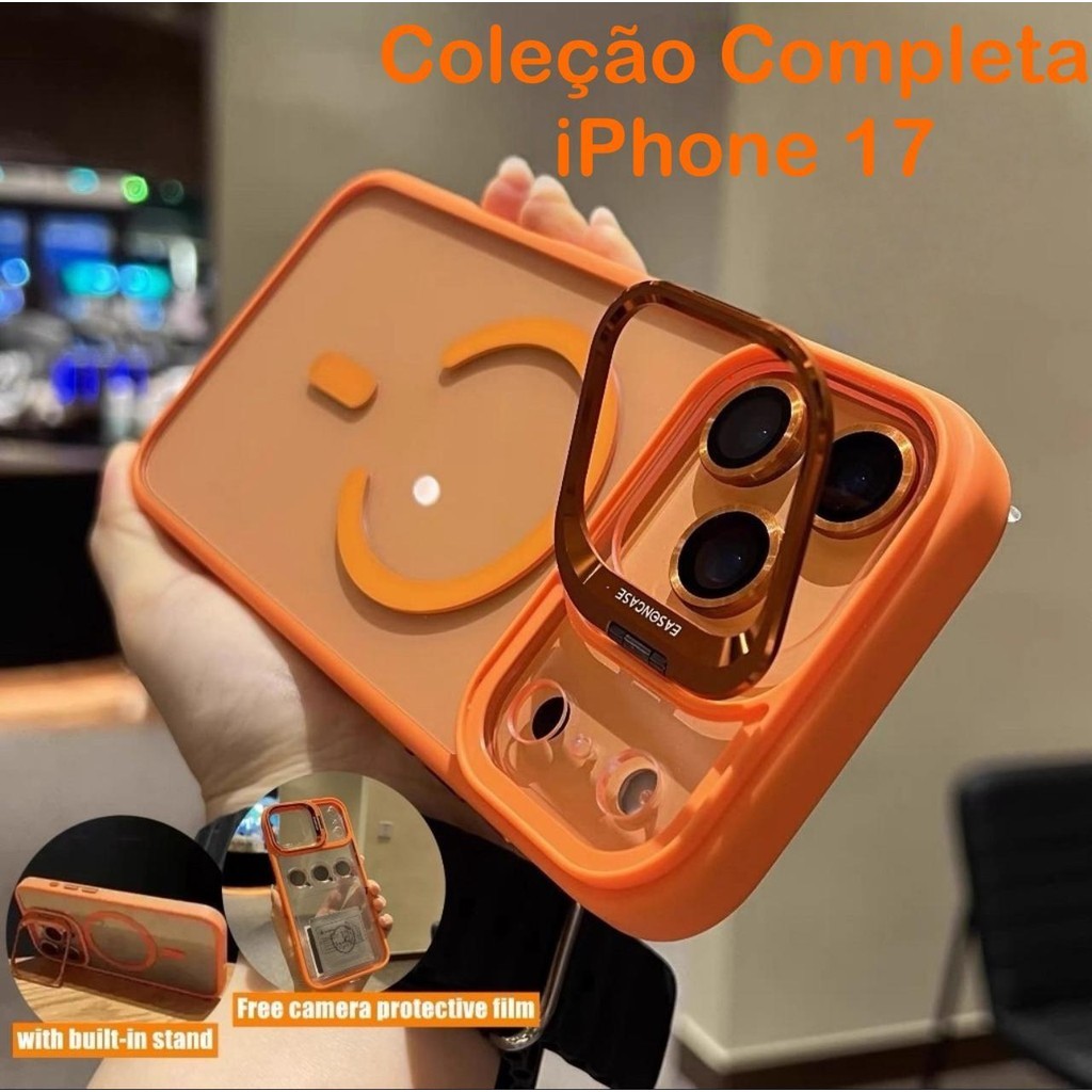 Capa Magnética Luxo Para iPhone 17 Pro Max 17 Air 16 E 15 14 13 12 Pro Max / Brinde Pelicula Camera