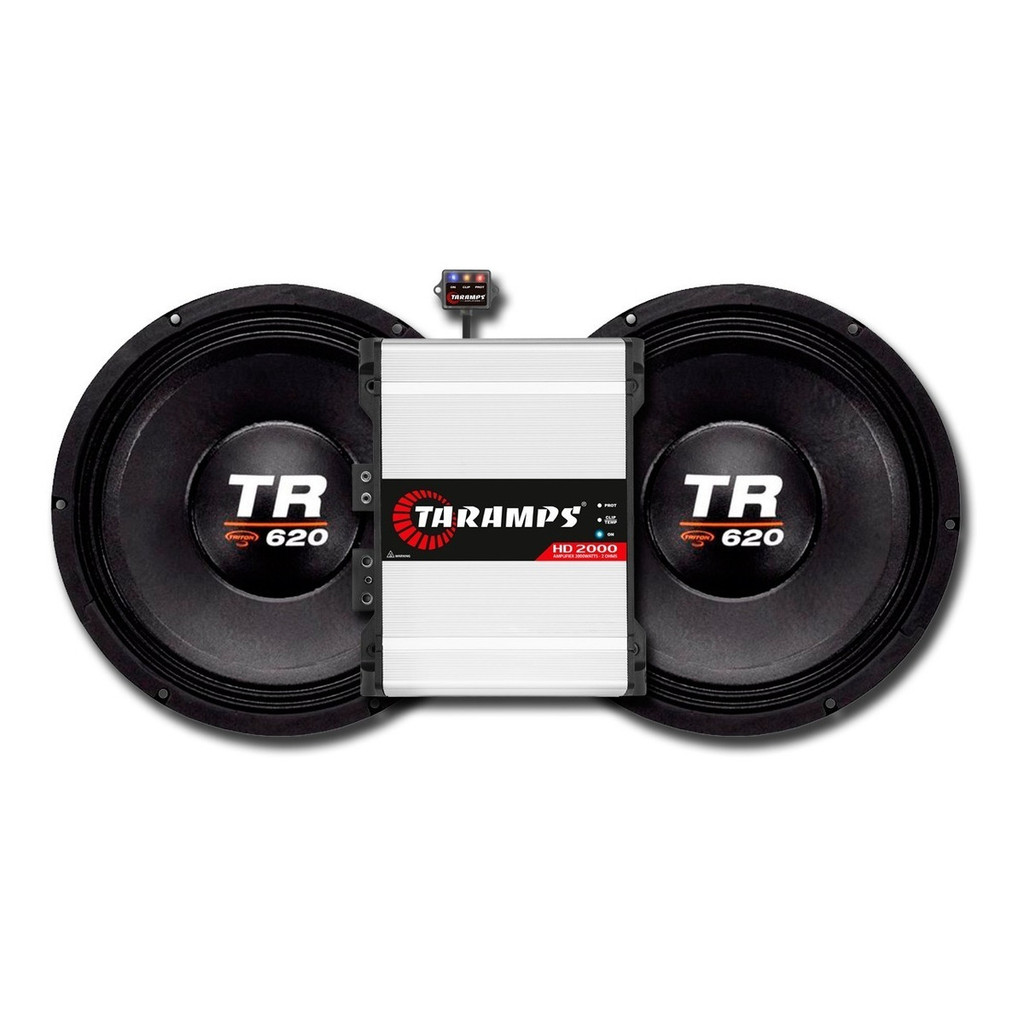 KIT 2 ALTO FALANTE TR 620 4 OHMS 12 POL + HD 2000 TARAMPS