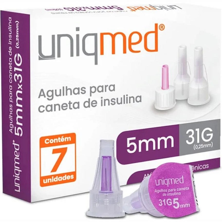 Agulha para Caneta de Insulina 5mm 31g 7 Unidades Uniqmed em Oferta na Shopee
