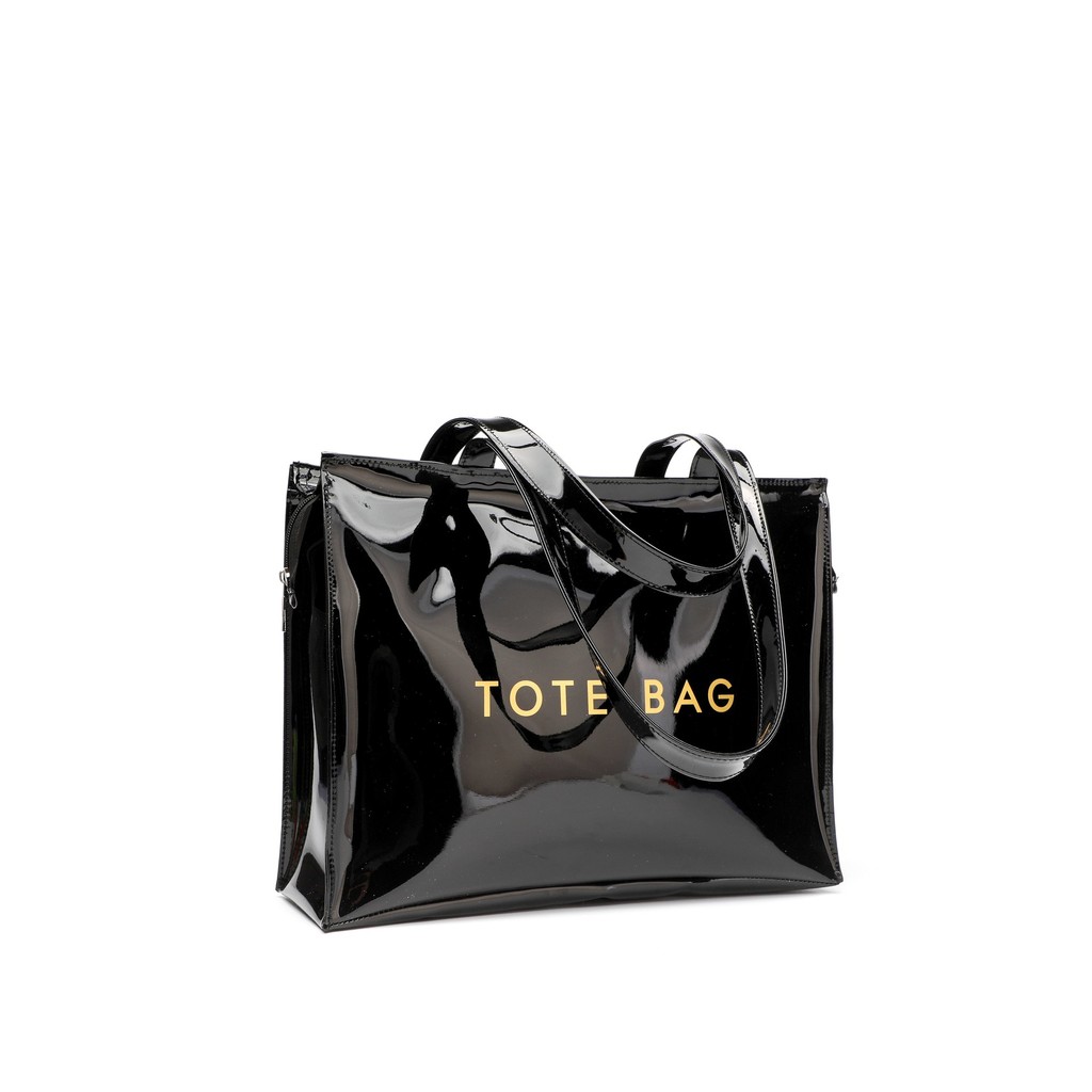 Bolsa De Ombro Moderna Em PVC , À Prova D'água Com Estampa De Letras Compras Simples E Para Mulheres