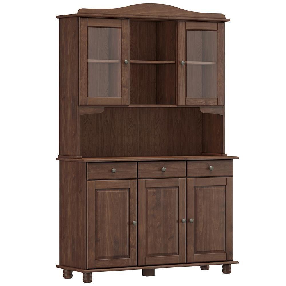 Cristaleira Madeira Maciça 5 Portas 129 Cm Cafe Milani