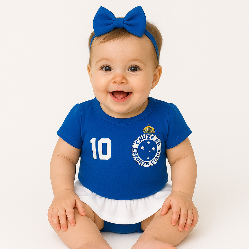Body Bebê Mesversario Time Minas Raposa Cruzeiro Menina com Saia em Oferta na Shopee