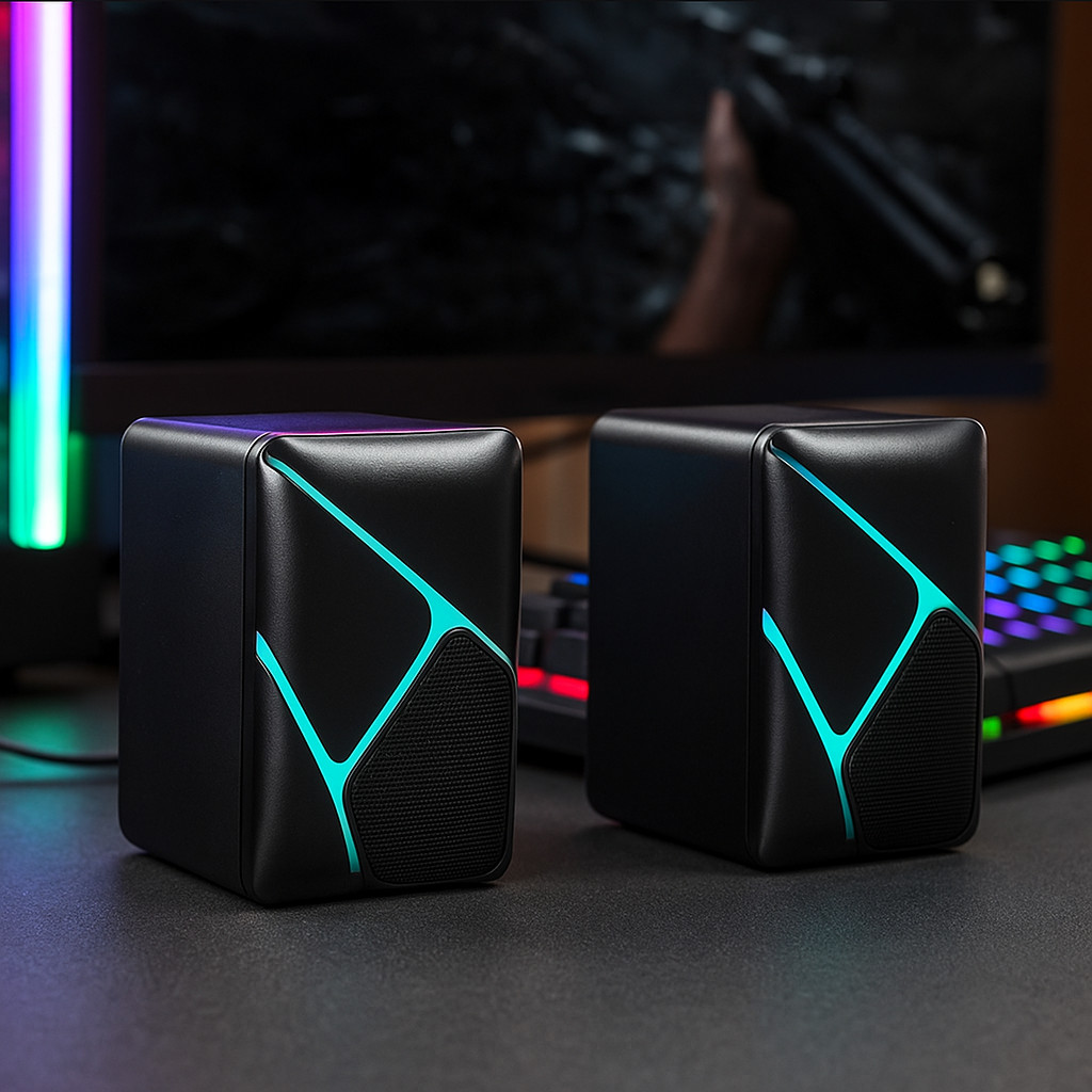 Caixa de Som 6W 2.0 RGB Para PC e Notebook RMS Som Potente com Conexão USB e P2
