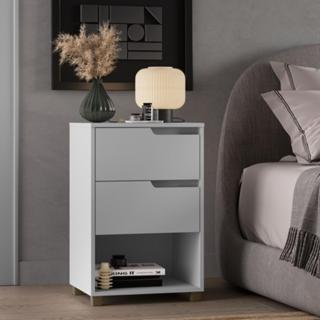 Mesa de Cabeceira 2 Gavetas Toledo Branco MDF Casamia em Oferta na Shopee