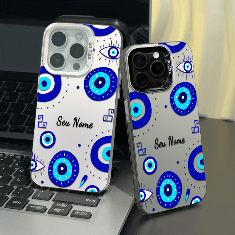 Capinha personalizada Olho Grego para iPhone 7+8 11 12 13 15 14 16 Pro Max Xr Xs Max 7+8 16 Plus capa anti impacto