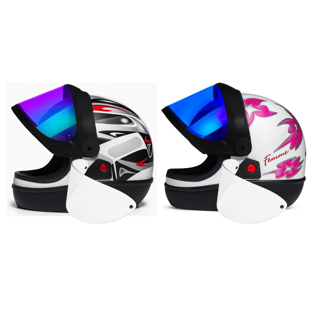 Capacete Moto Casal San Marino Branco C/viseira Camelão Azul