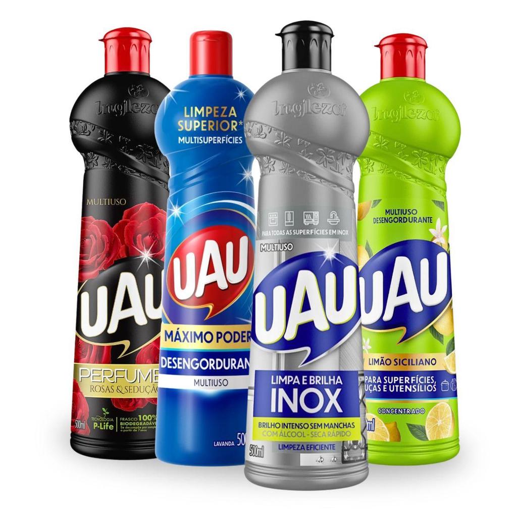 Pack 4un Multiuso 500ml Uau Desengordurante, Limão Siciliano, Rosas & Sedução E Inox em Oferta na Shopee