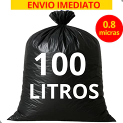 Saco de Lixo 100 Litros Reforçado Preto com 100 Unidades Resistente 0.8 Micras ESCOLHA A QUANTIDADE