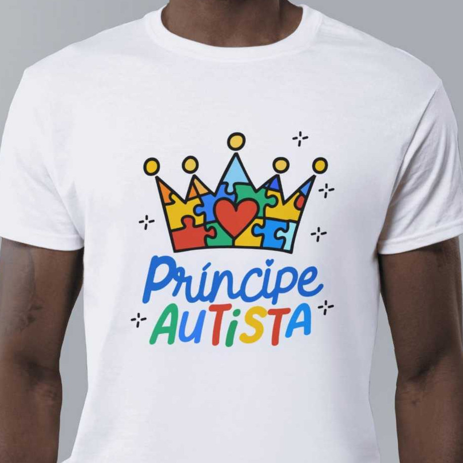 Camiseta Camisa CAMISETA PRINCIPE/PRINCESA AUTISTA - 100% POLIESTER Envio Imediato