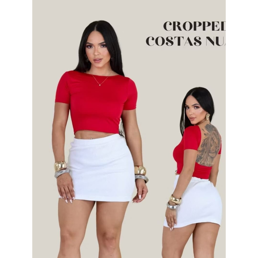 Cropped Feminino Blusa Costa Nua  Blusinha Ribanna Baby Tee Básico Casual Premium em Oferta na Shopee