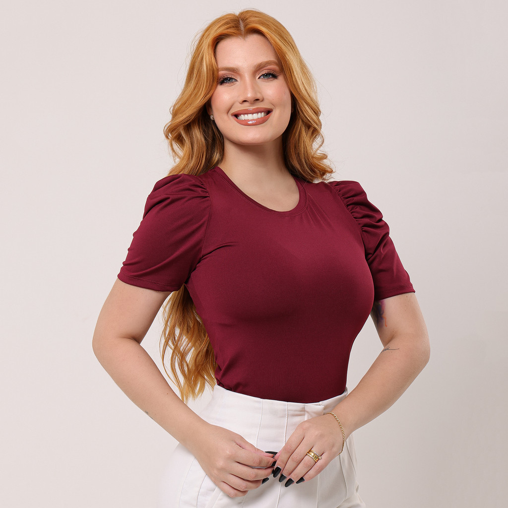 Blusa Feminina Manga Princesa - Marsala