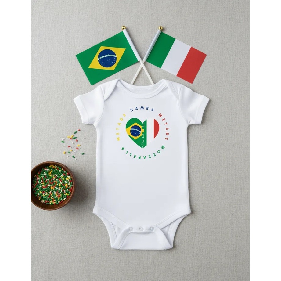Body/ Camiseta Brasil E Italia Time Futebol Brasil Família M04