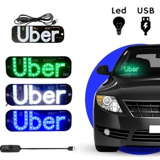Placa Uber Letreiro para Carro Iluminação 3 Cores com Ventosa Para-Brisa USB com Botão Liga e Desliga em Oferta na Shopee
