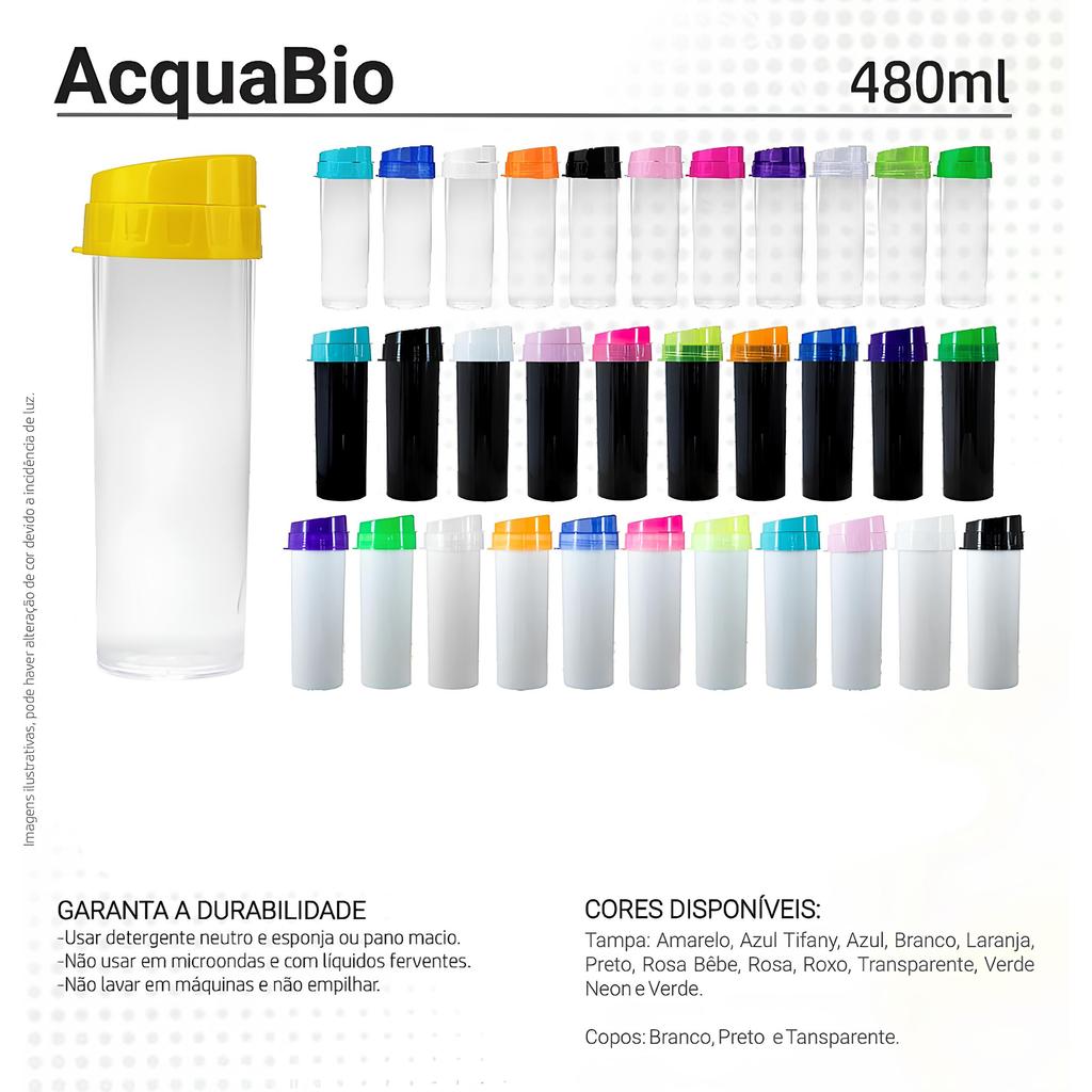 Kit 50 Garrafas Acqua Bio Squeeze Acrílico 480ml Fitness Academia – Sem Personalização em Oferta na Shopee
