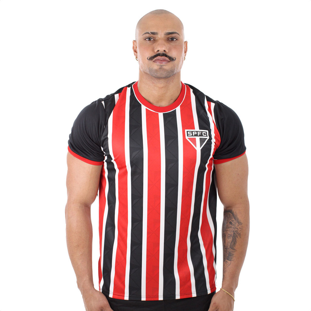 Camisa Braziline São Paulo Classmate Preto e Vermelho - Masculino