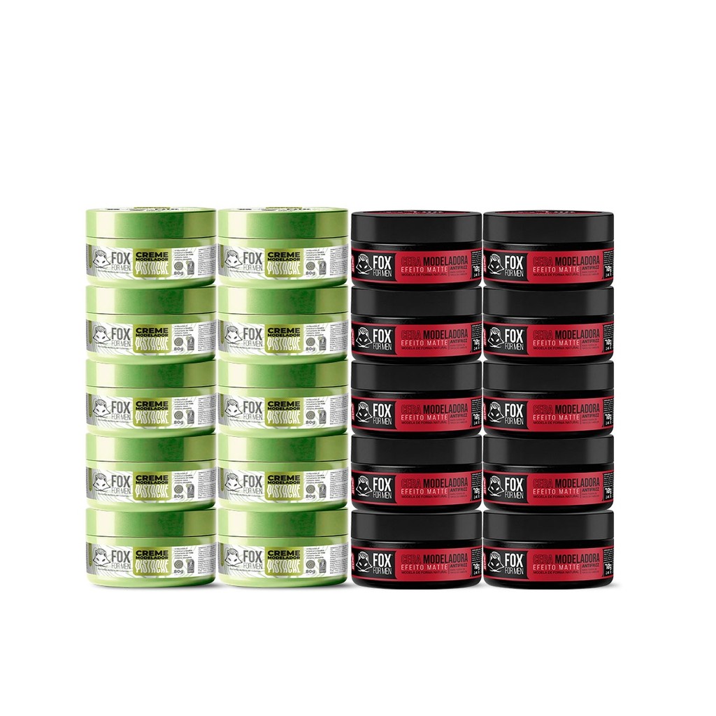 KIT 10 CREME PISTACHE + 10 CERA MATTE 80G - FOX FOR MEN