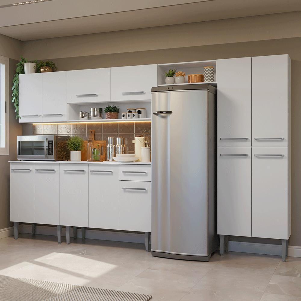 Armário De Cozinha Completa 293cm Branco Emilly Madesa 011 em Oferta na Shopee