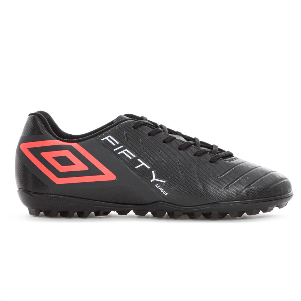 Chuteira Umbro Society Fifty Vi League Preto Coral e Branco - Masculino em Oferta na Shopee