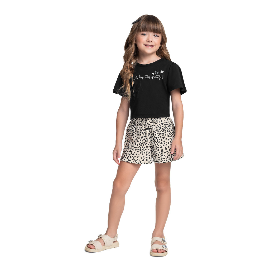 Conjunto Blusa Cropped e Short Bee Loop em Oferta na Shopee