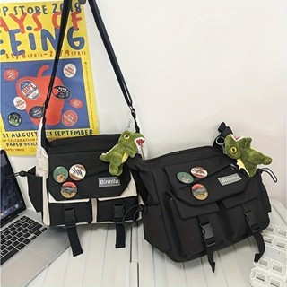 MODIVA Bolsa Transversal Unissex De Grande Capacidade Mochila De Ombro Em Canvas Para Estudantes Presente de Broche em Oferta na Shopee