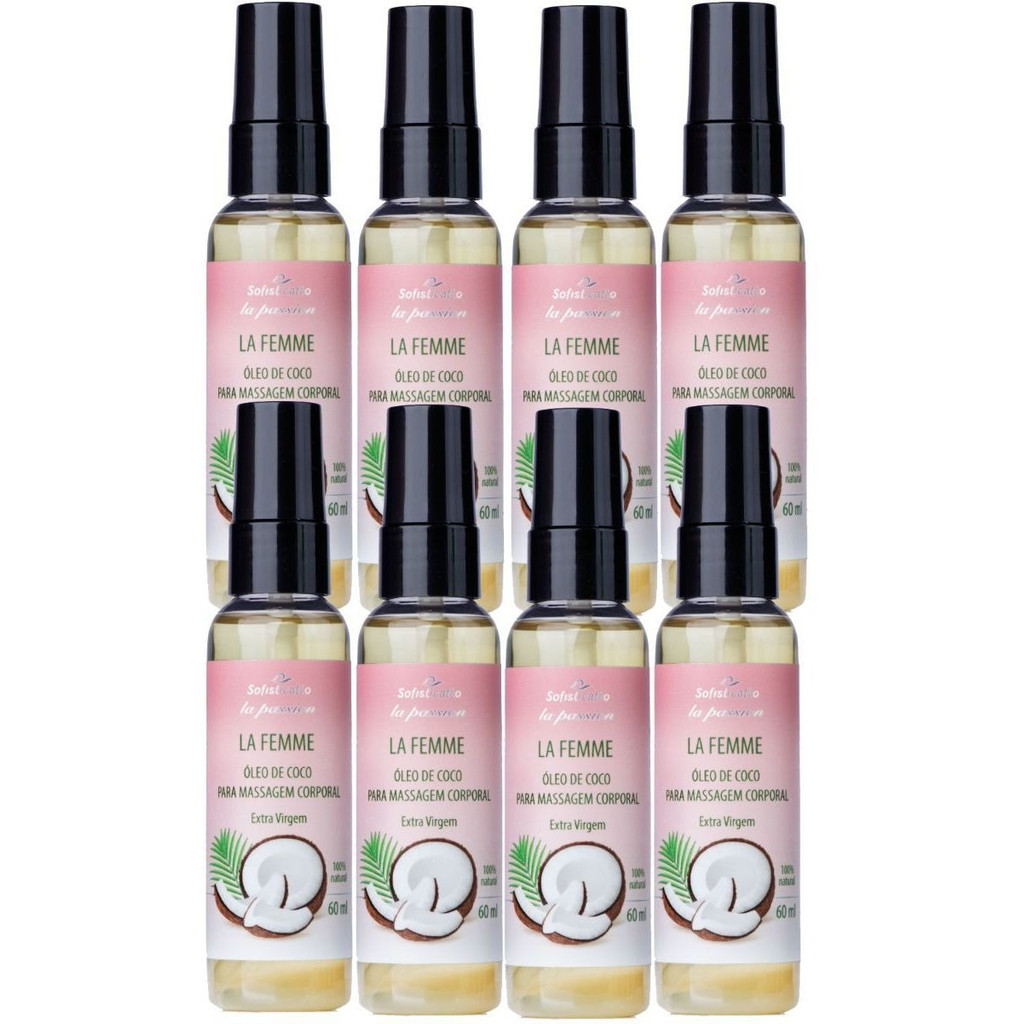Kit 8 Óleo De Coco Extra Para Massagem Corporal Femme 60ml
