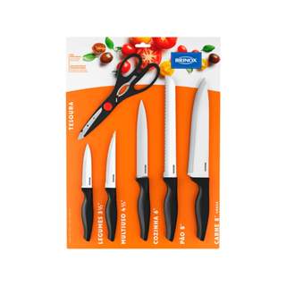 Conjunto de Facas 6 Peças Cross Preto Brinox - 2556/310 em Oferta na Shopee