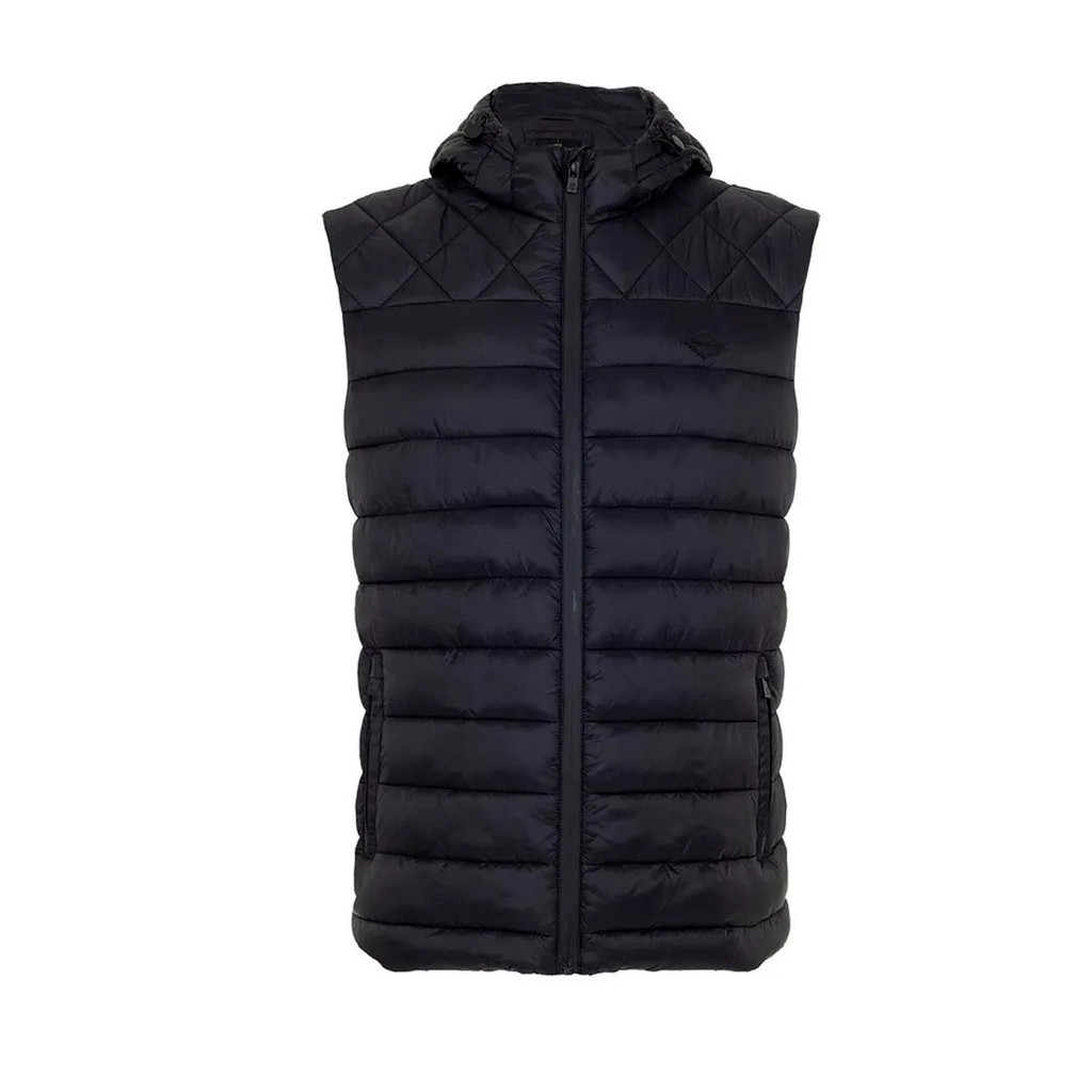Colete Masculino Puffer Individual Com Capuz Preto