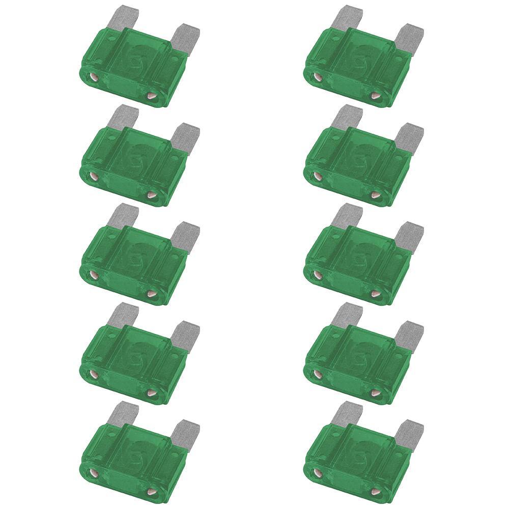 10 Fusíveis Mini Lâmina 30A Universal Verde AMS 17030