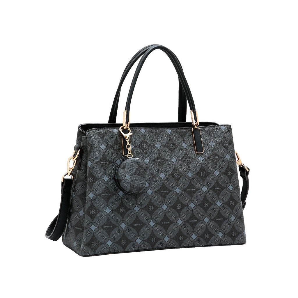 Bolsa Feminina Chenson Monograma  Tote de Mão de Ombro com Alça Longa e Chaveiro Espelho