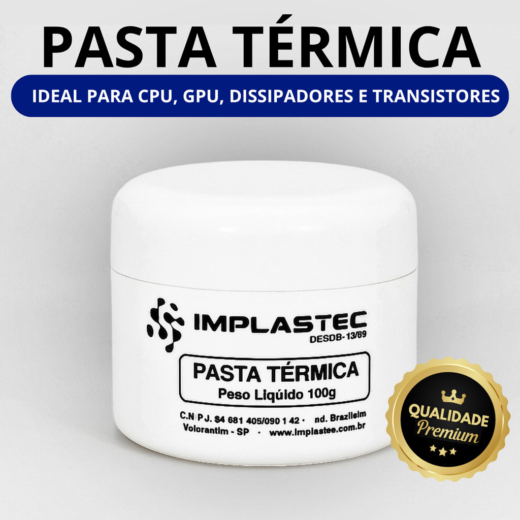 Pasta Térmica Branca 100g Alta Qualidade para CPUs Processadores Componentes Eletrônicos Implastec em Oferta na Shopee