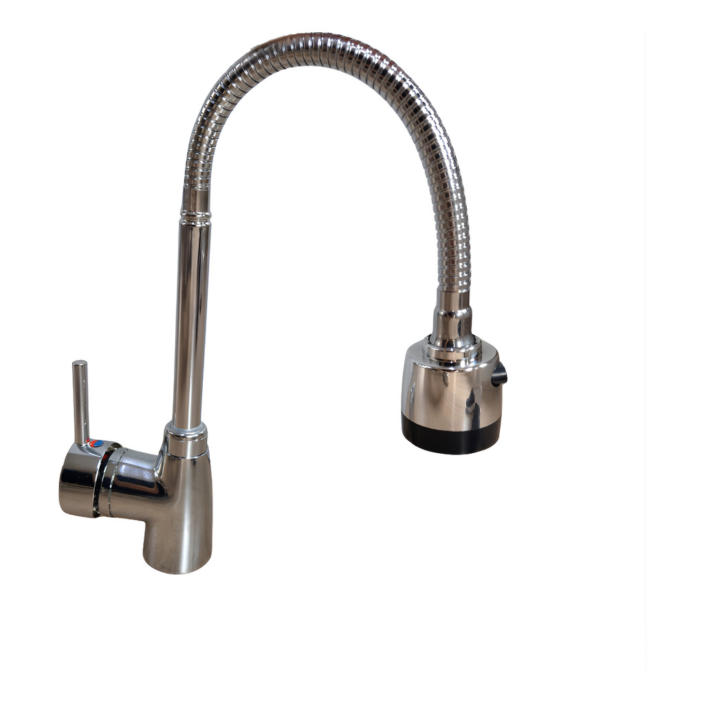 Torneira De Cozinha Gourmet Monocomando 2 Jatos Com Misturador Rotação 360° Flexivel Cromada Inox Mesa Bancada 1/4 Volta