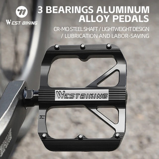 Pedais Ultralight WEST BIKING para MTB em Liga de Alumínio, Pedal Plano para Bicicleta de Estrada, 2 Buchas DU/3 Rolamen