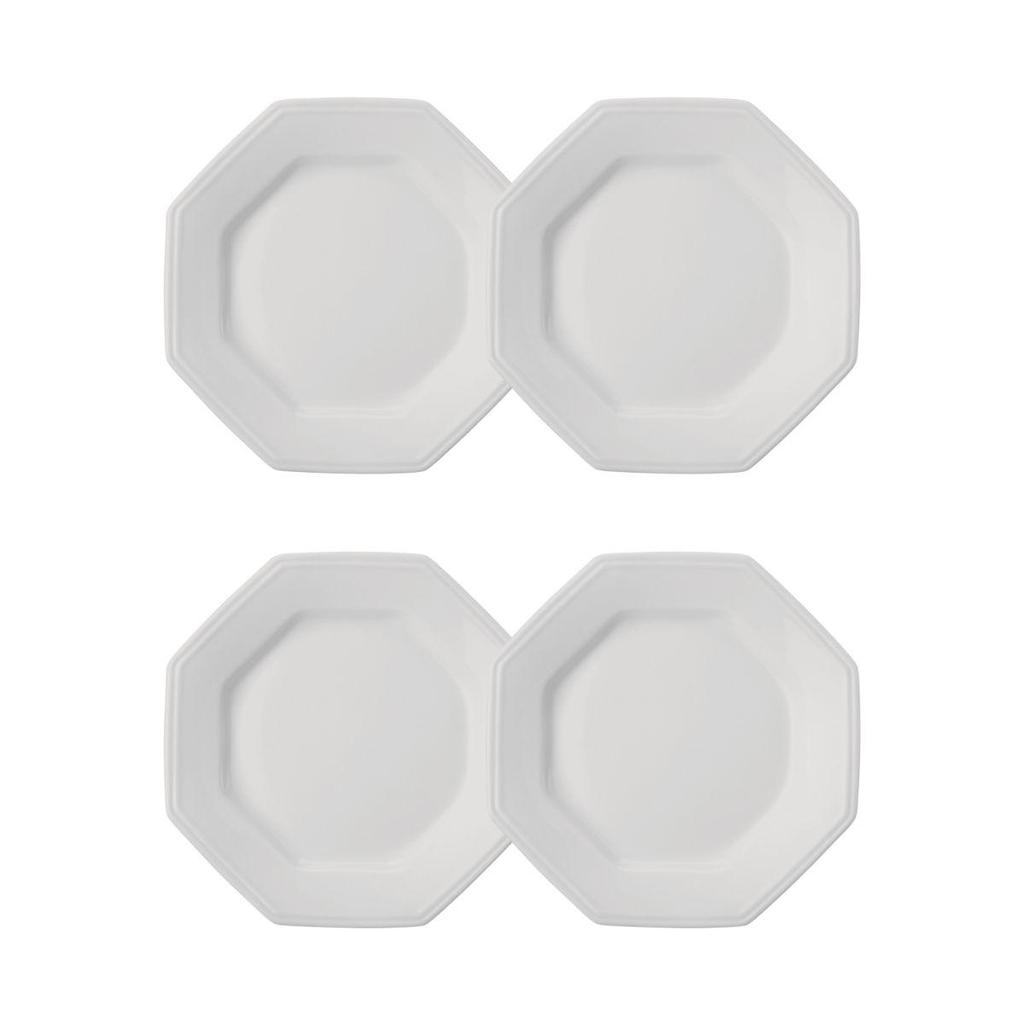 Jogo 4 Pratos de Sobremesa Prisma Brancos 20,5 cm Porcelana Schmidt